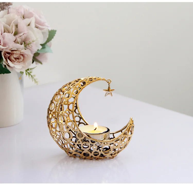 BowLift | Elegant Black or Gold Crescent Moon Candle Holders – Romantic Tealight Décor for Weddings, Christmas, and Special Occasions