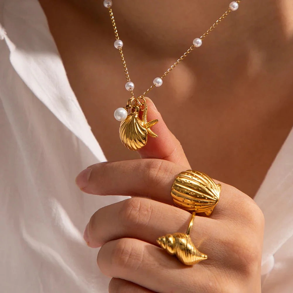 BowLift | Elegant Dainty Spaced Pearl Seashell Necklace