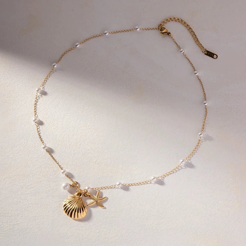 BowLift | Elegant Dainty Spaced Pearl Seashell Necklace