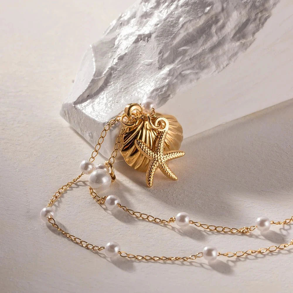 BowLift | Elegant Dainty Spaced Pearl Seashell Necklace