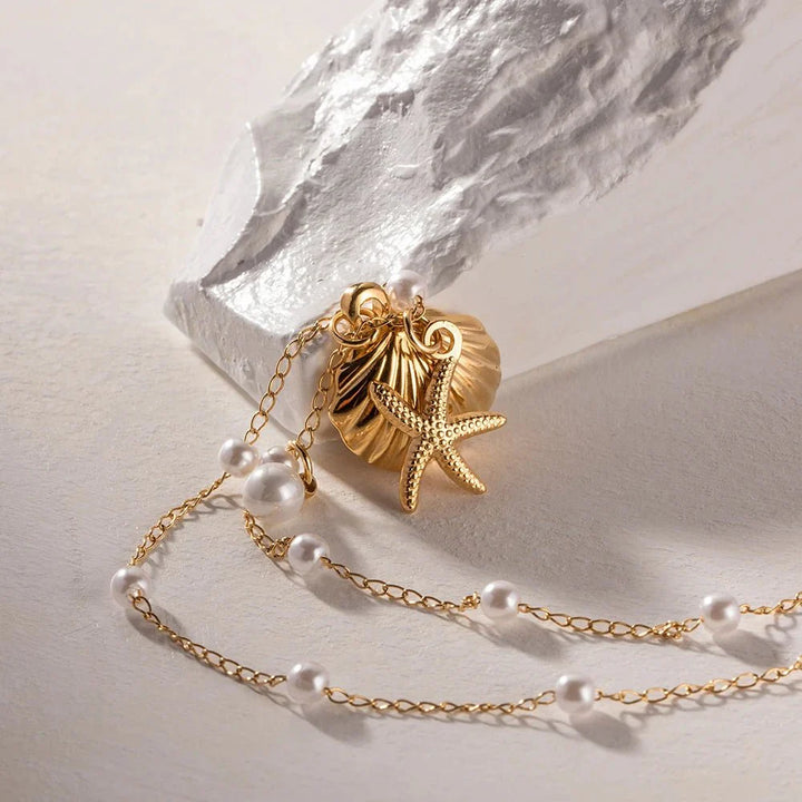 BowLift | Elegant Dainty Spaced Pearl Seashell Necklace