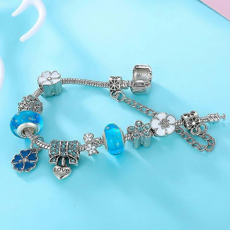 BowLift | Elegant Floral Charm Bracelet in 925 Sterling Silver for Women - Nature-Inspired Design