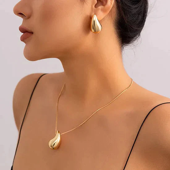 BowLift | Women's Elegant Gold Teardrop Earrings | Sleek Polished Design