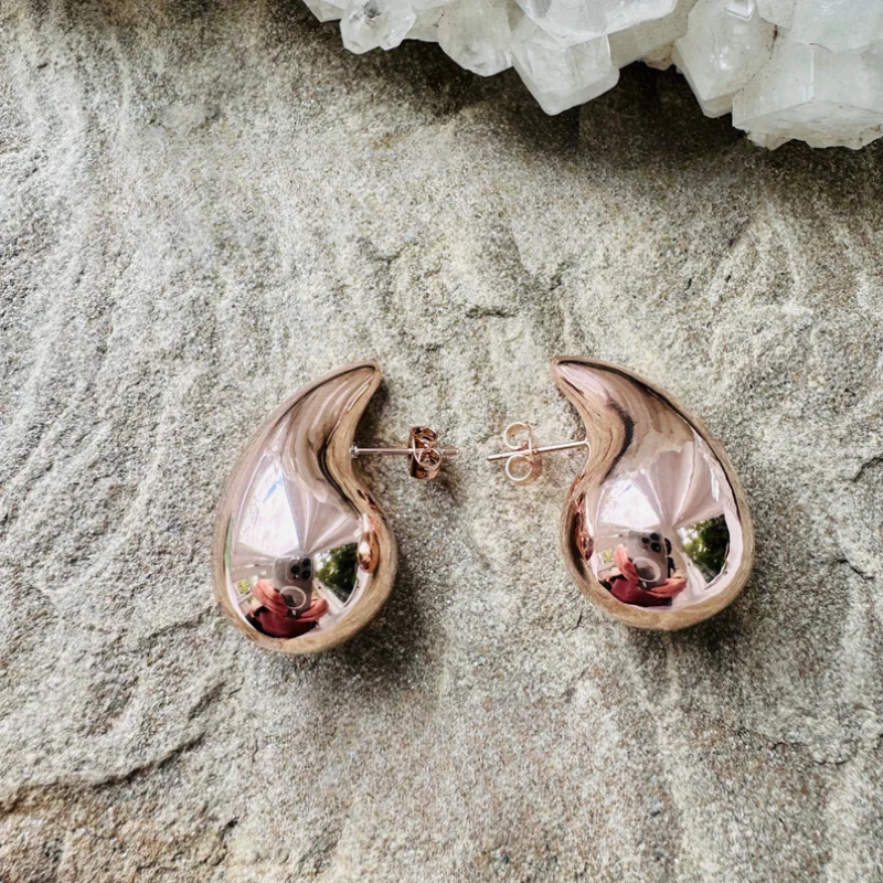 BowLift | Women's Elegant Gold Teardrop Earrings | Sleek Polished Design