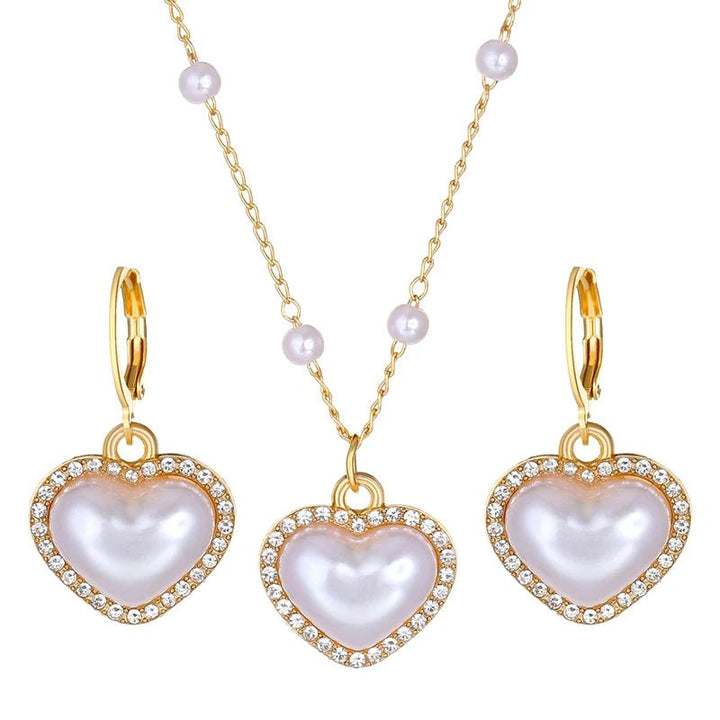 BowLift | Elegant Pearl Heart Necklace and Earrings Set