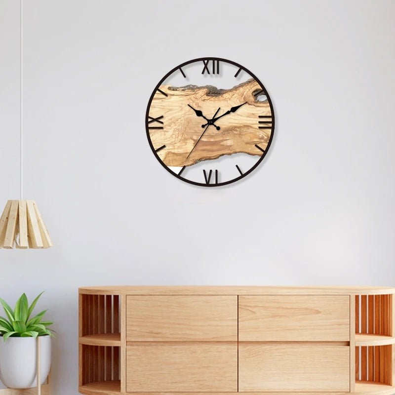 BowLift | Rustic Wooden Wall Clock with Roman Numerals