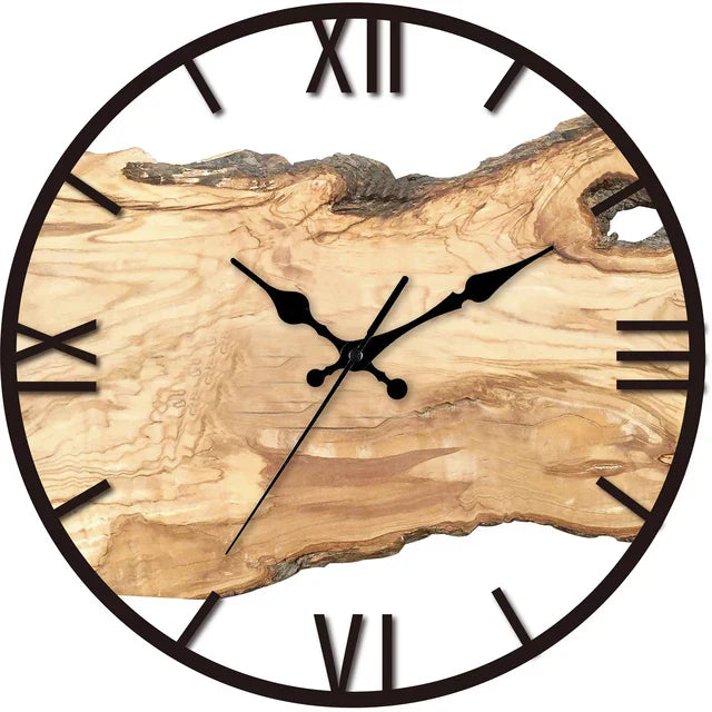 BowLift | Rustic Wooden Wall Clock with Roman Numerals