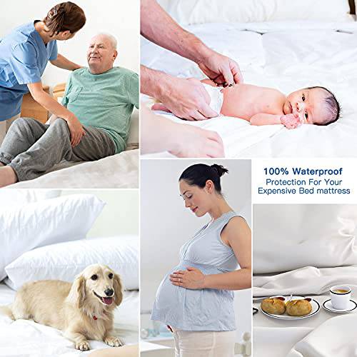 Q-Max 0.43  Cooling Bed Protector Waterproof Mattress Protector Queen Cover White- Fit Up to 18" | Bowlift