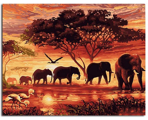 An Elephant Parade - Van-Go Paint-By-Number Kit | Bowlift