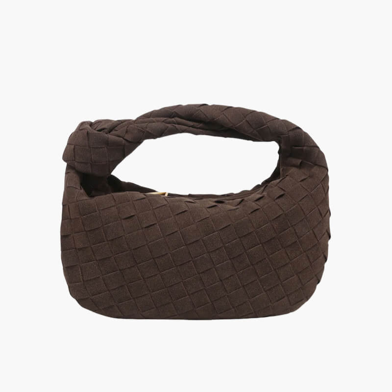 BowLift | Elsa – Stylish Mini Suede Bag with Woven Knot Design & Gold Accents