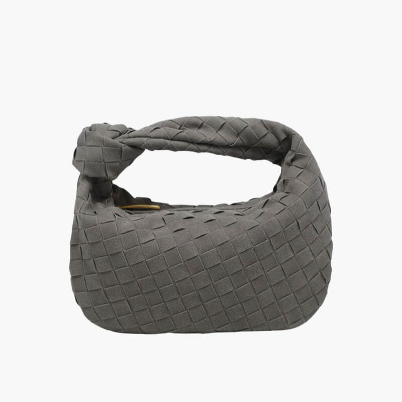 BowLift | Elsa – Stylish Mini Suede Bag with Woven Knot Design & Gold Accents
