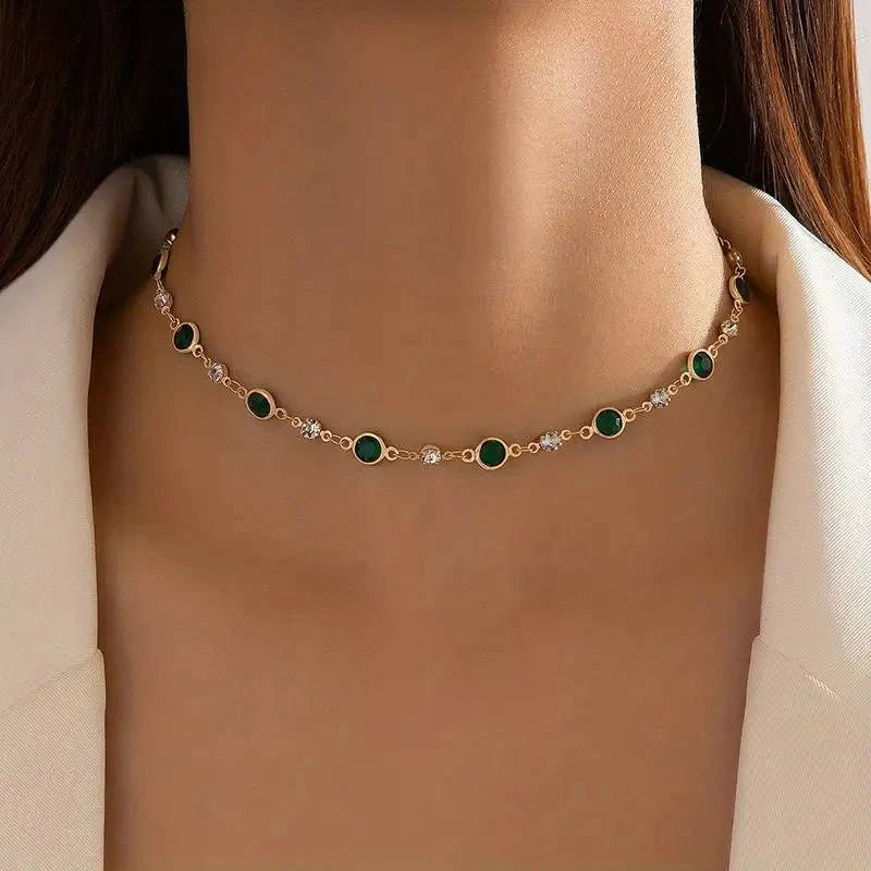 BowLift | Emerald and Diamond Spaced Choker Necklace