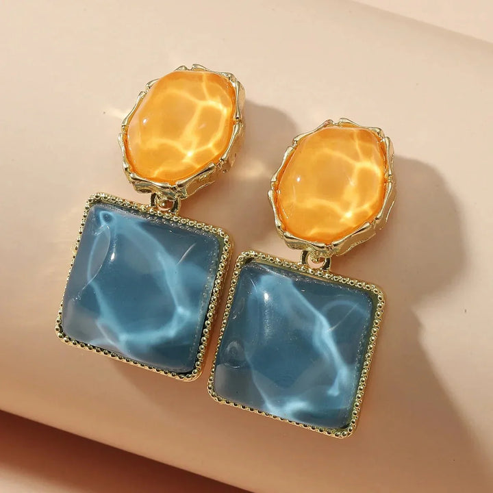 BowLift | Enamel Geometric Oval Square Earrings