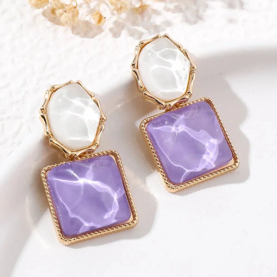 BowLift | Enamel Geometric Oval Square Earrings