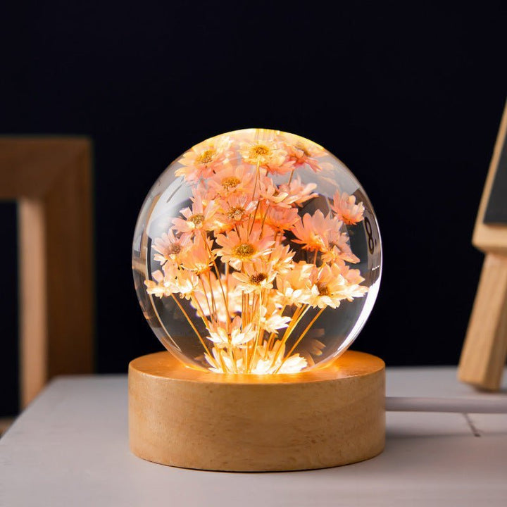 Crystal Ball Lamp with Eternal Flowers – Lumora | Bowlift