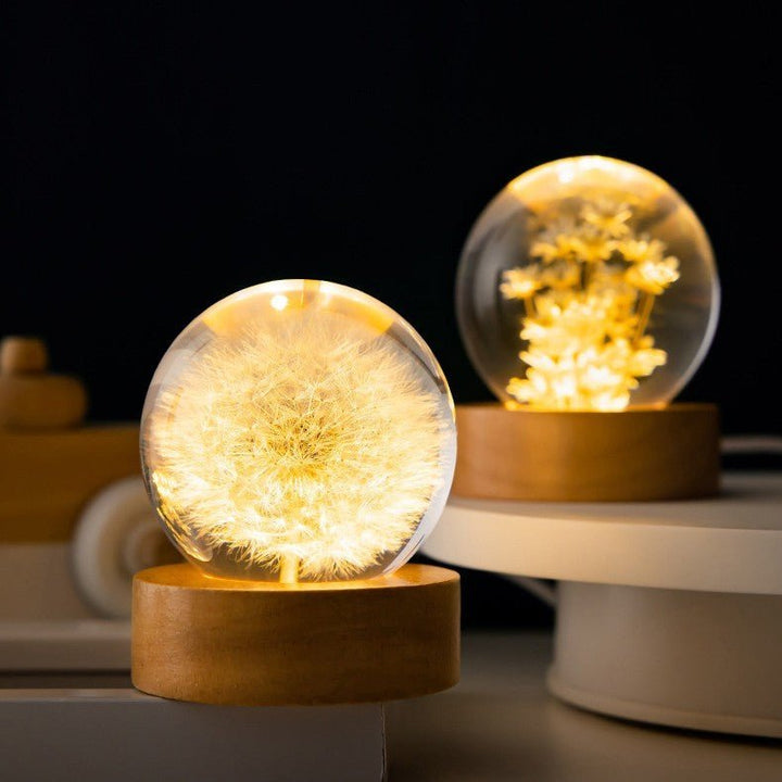 Crystal Ball Lamp with Eternal Flowers – Lumora | Bowlift