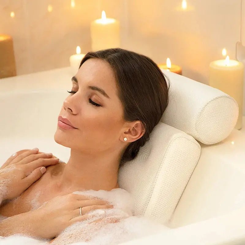 BowLift | ErgoRelax Bath Pillow – Ergonomic, Quick-Drying Spa Pillow with Anti-Slip Suction Cups for Neck, Shoulder, and Back Support