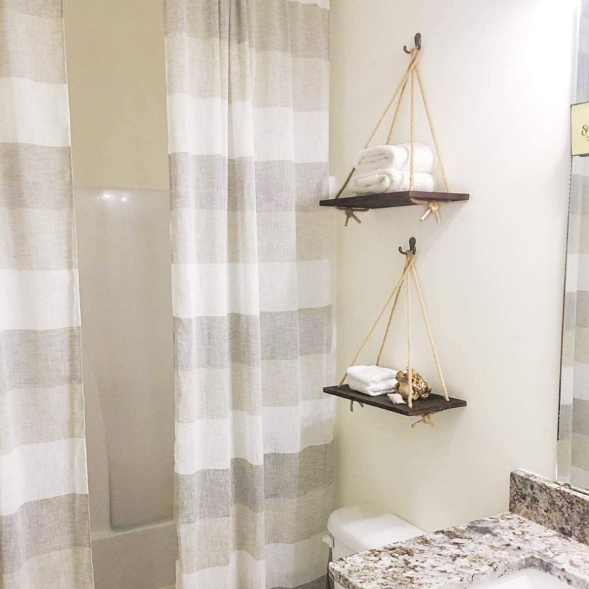 BowLift | Scandinavian Wood Hanging Shelf - Minimalist Floating Wall Shelf with String