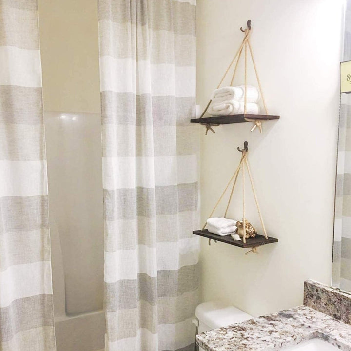 BowLift | Scandinavian Wood Hanging Shelf - Minimalist Floating Wall Shelf with String