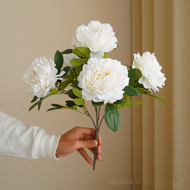 Artificial 5 large head peony flowers