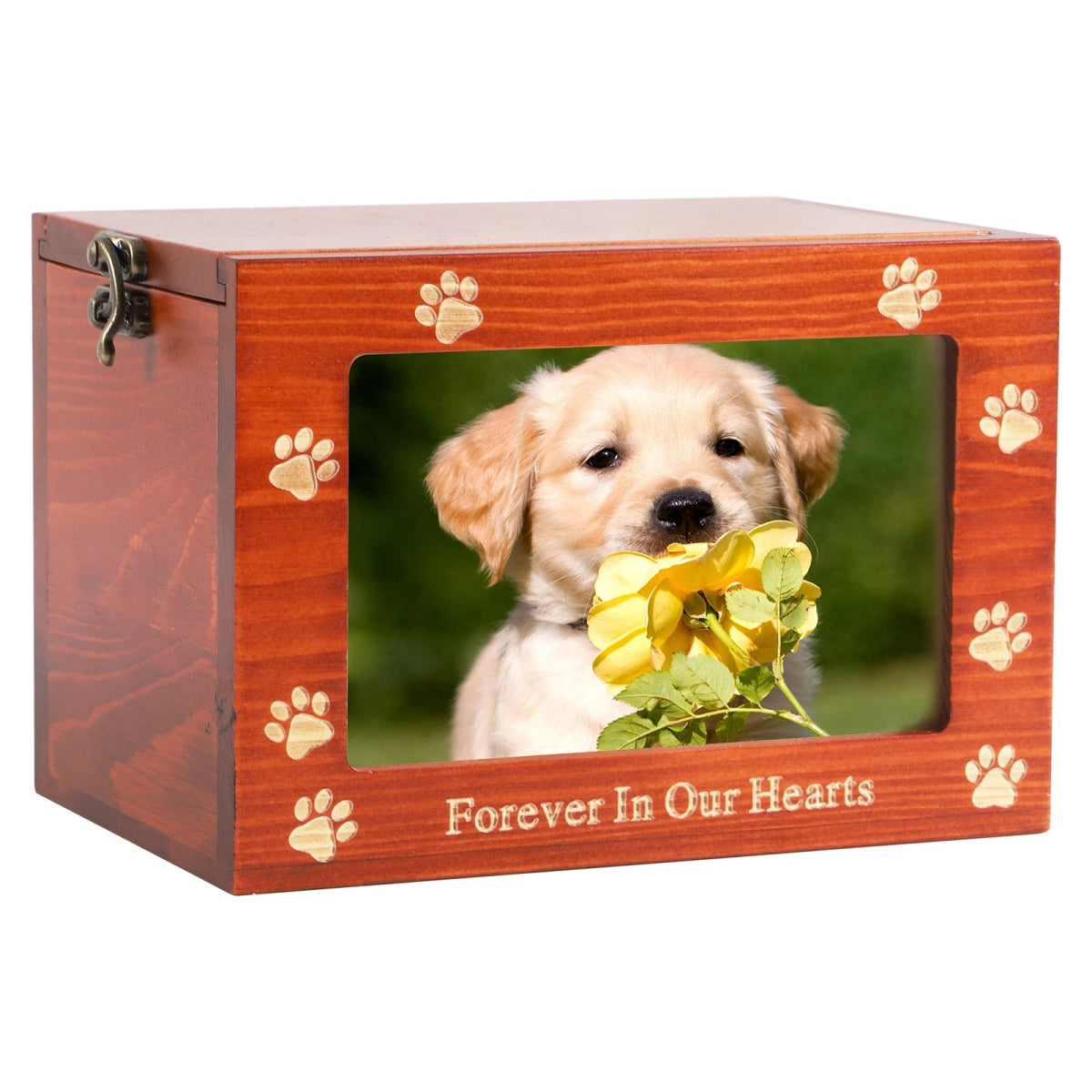 EverPaw • Wooden Pet Memorial Urn with Photo Frame - Dog & Cat Urn - BowLift