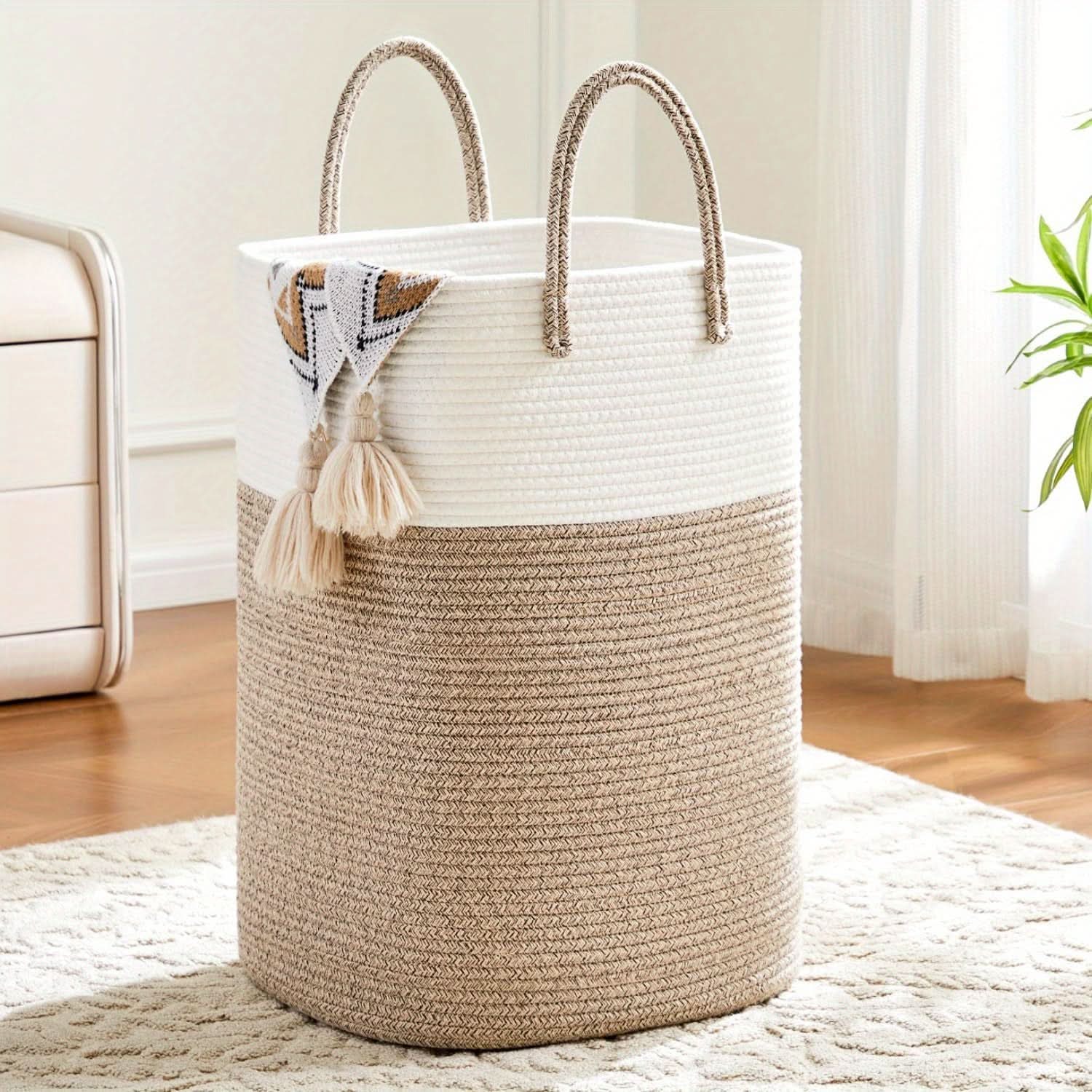 BowLift | Extra Large Laundry Hamper – 60L Woven Cotton Basket