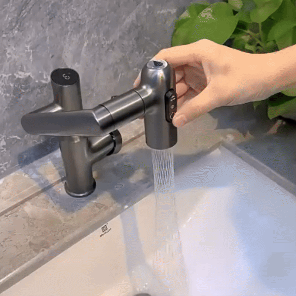 BowLift | FLOWAXIS – 360° Swiveling Kitchen Faucet with Adjustable Height & Temperature Display