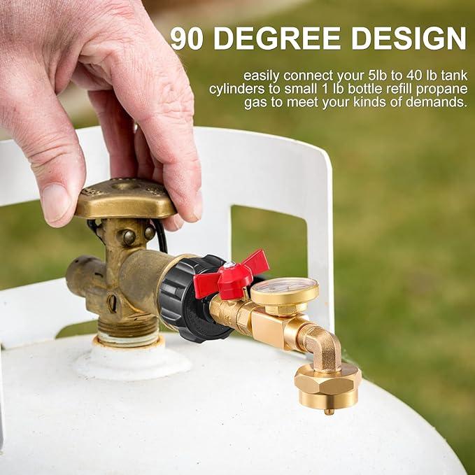 BowLift |  Top-Rated Propane Refill Elbow Adapter with Tank Gauge