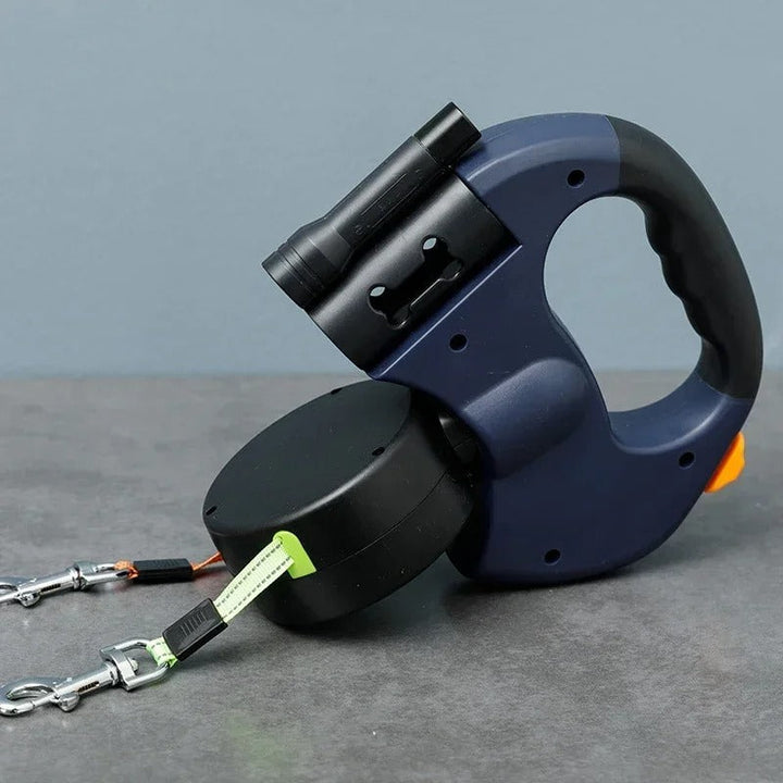 Bordeaux Duo – Double Dog Leash with LED and Pouch Holder Bowlift