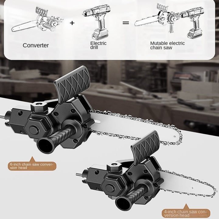 BowLift | 6 Inch Electric Drill Modified To Electric Chainsaw Drill Attachment