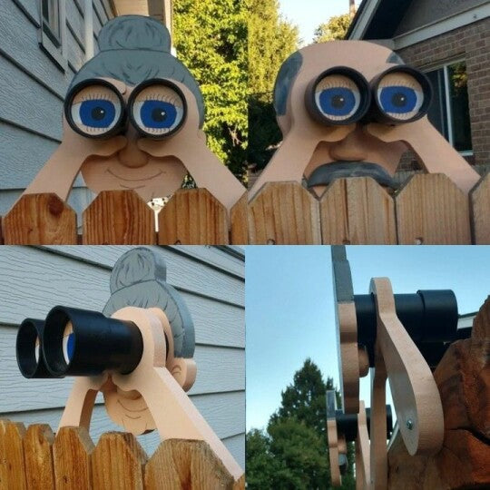 BowLift | Fence Decoration Nosy Old Man and Lady Garden Yard Art