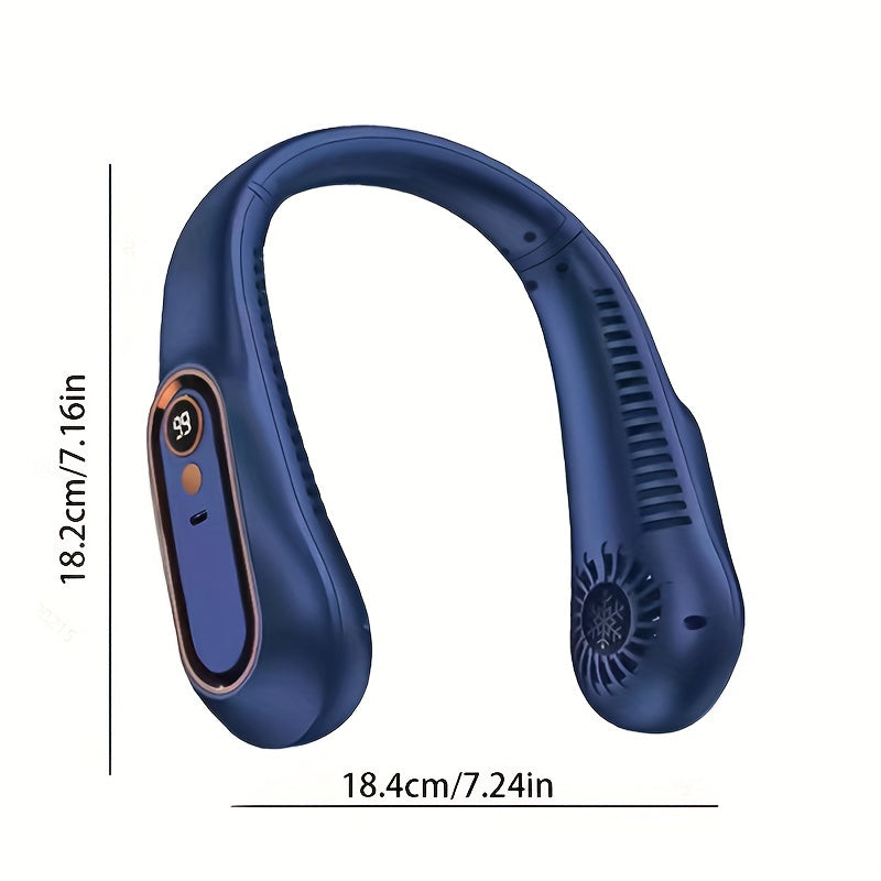 Stay Cool And Comfortable With This USB Rechargeable 5-Speed Adjustable Neck Fan - Digital Display & Bladeless! | Bowlift