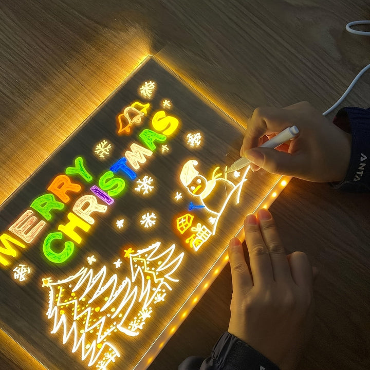 BowLift | USB LED Noteboard with 12 Colored Pens - Bright Message Board for Office & Home