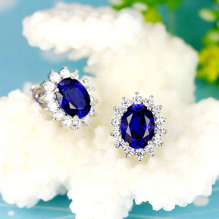 BowLift | Eastern Aura Oval Blue Gem Earring