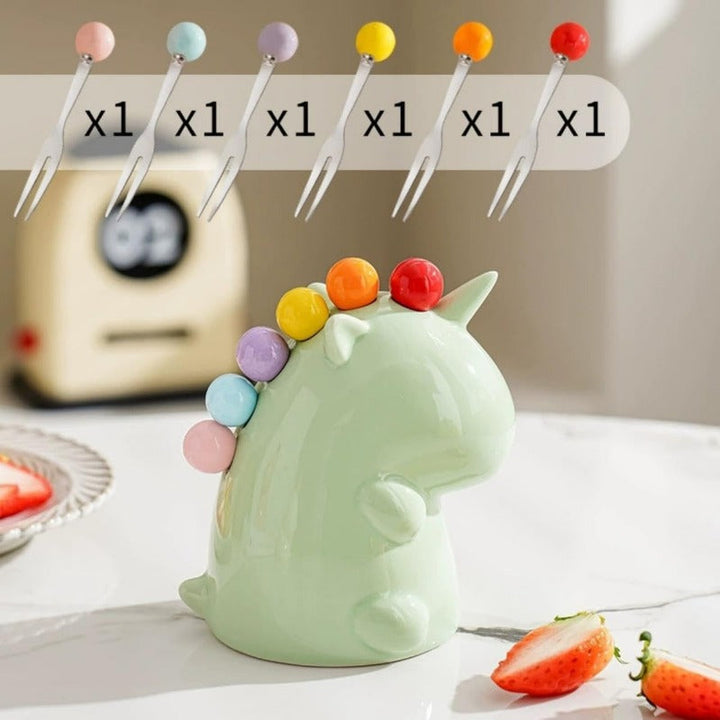 BowLift | Rainbow Unicorn Ceramic Fruit Fork Set