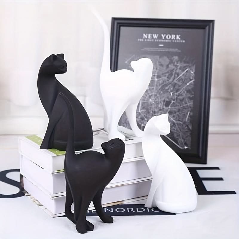 BowLift | Modern Resin Cat Figurine – Nordic Style Decor