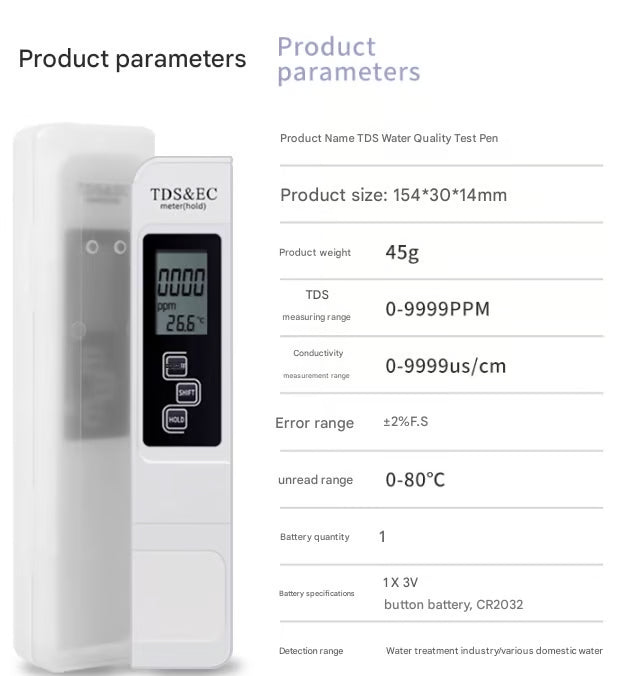 TDS Meter 3-in-1 Digital Water Quality Tester | Bowlift