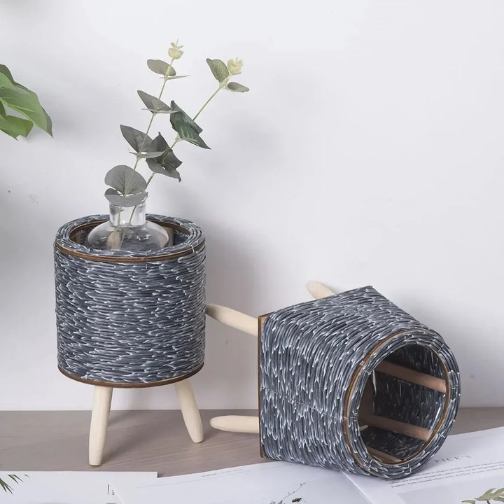 BowLift | Nordic Hand-Woven Imitation Rattan Flower Pot