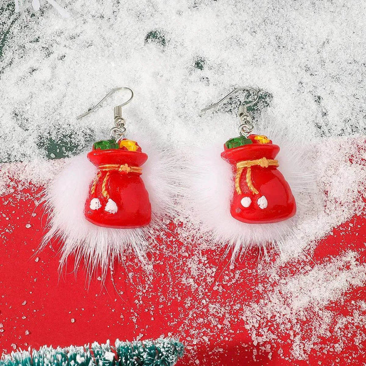 BowLift | Winter Snowflake Hair Ball Earrings Ins Cute Christmas Elk Santa Claus Stock Element Earrings Women Jewelry
