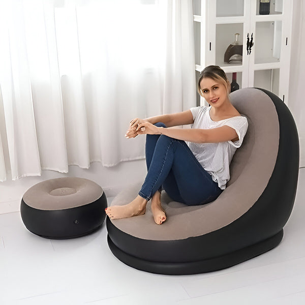 BowLift | RelaxSeat Inflatable Lounge Chair with Footrest – Indoor & Outdoor Comfort