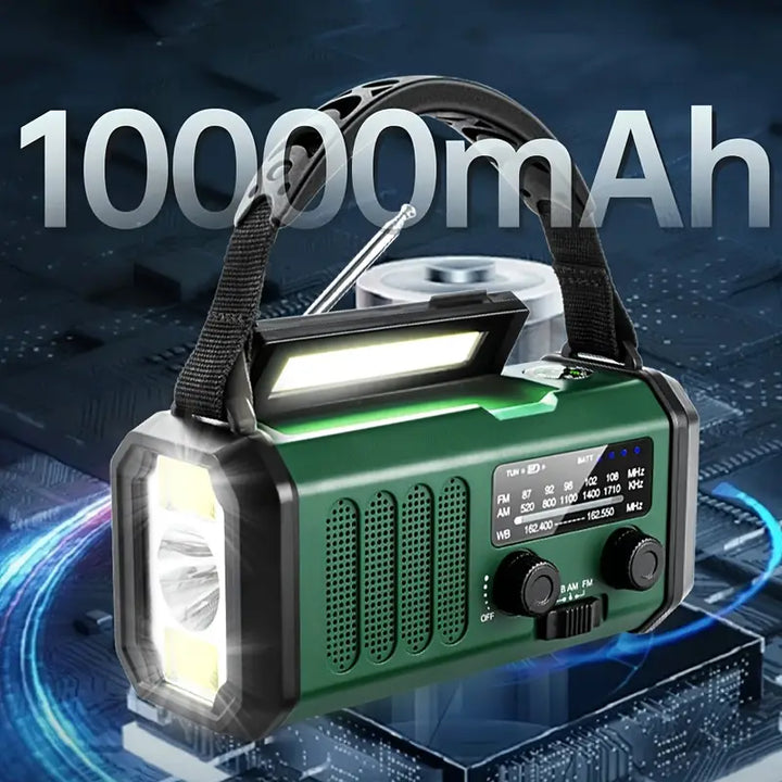 BowLift | Solar emergency radio with power bank – crank radio with LED flashlight for camping & outdoor