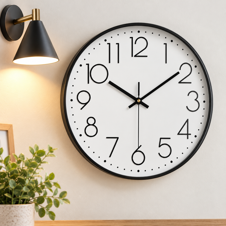 Modern Silent Quartz Large Round Wall Clock Bowlift