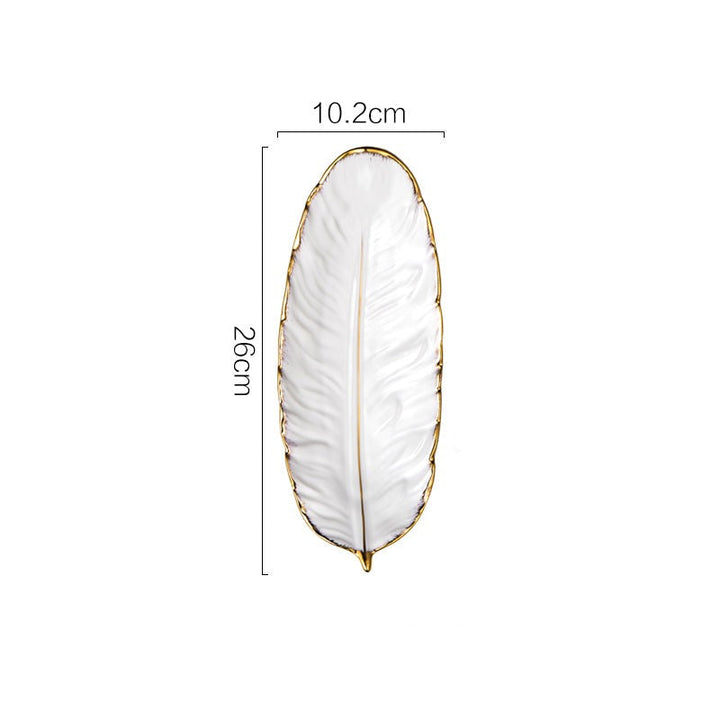 BowLift | Nordic Light Luxury Style on Golden Feather Plate Retro Jewelry Plate Storage Plate Snack Plate Home Decor