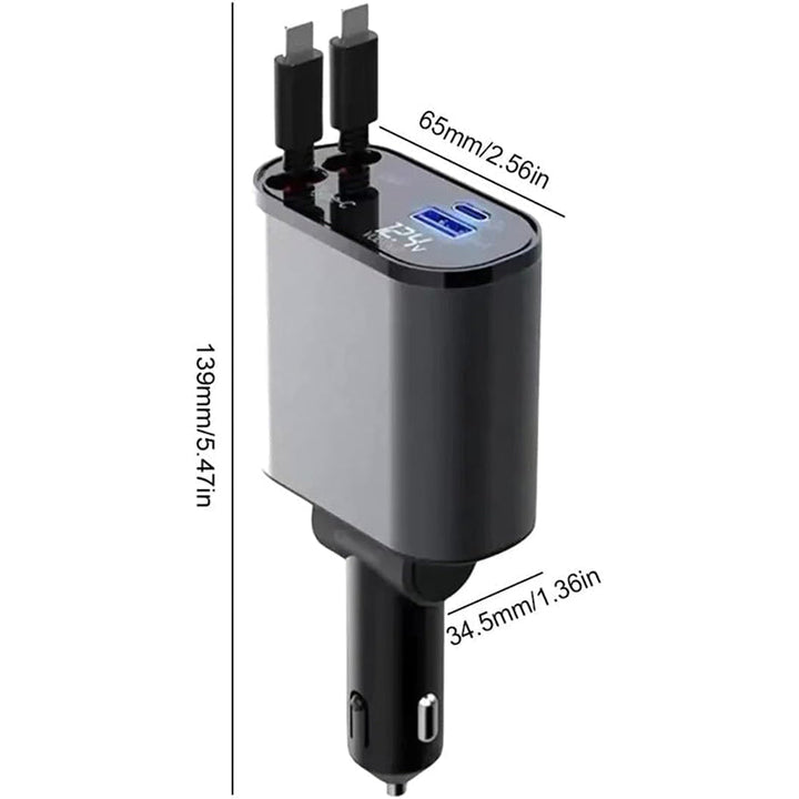4-in-1 Car Charger with Retractable Cable | Bowlift