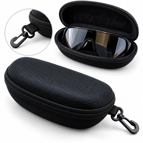 Hard Shell Zipper Sunglasses Case with Carabiner Clip and EVA Protective Lining Bowlift