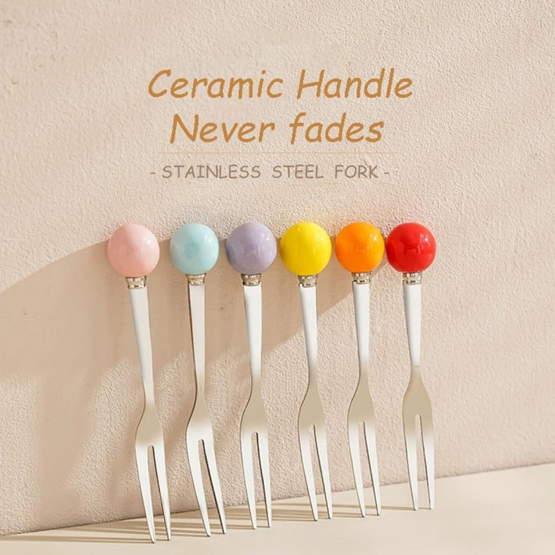BowLift | Rainbow Unicorn Ceramic Fruit Fork Set