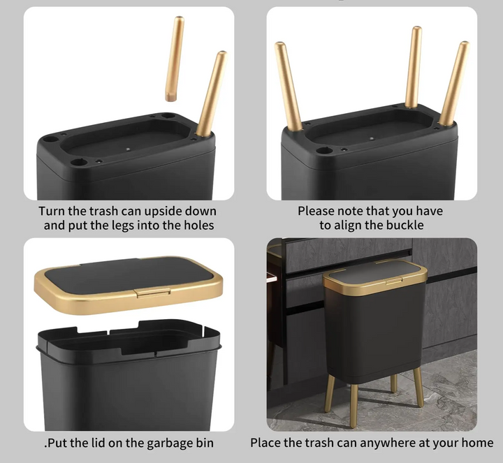 GoldenSlim Modern Trash Can with Lid Bowlift