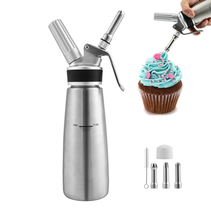 Sahne dispenser stainless steel with 3 nozzles 500ml | Bowlift
