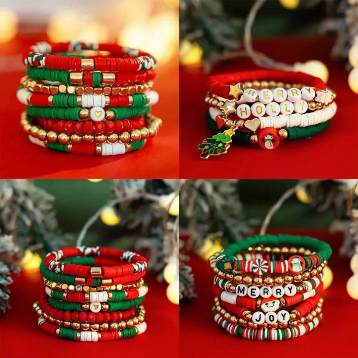 BowLift | Christmas Polymer Clay Color Bracelet set  Xmas gift idea