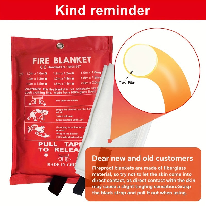 Fireproof fiberglass fire blanket – Compact safety blanket for home, kitchen, and car | Bowlift